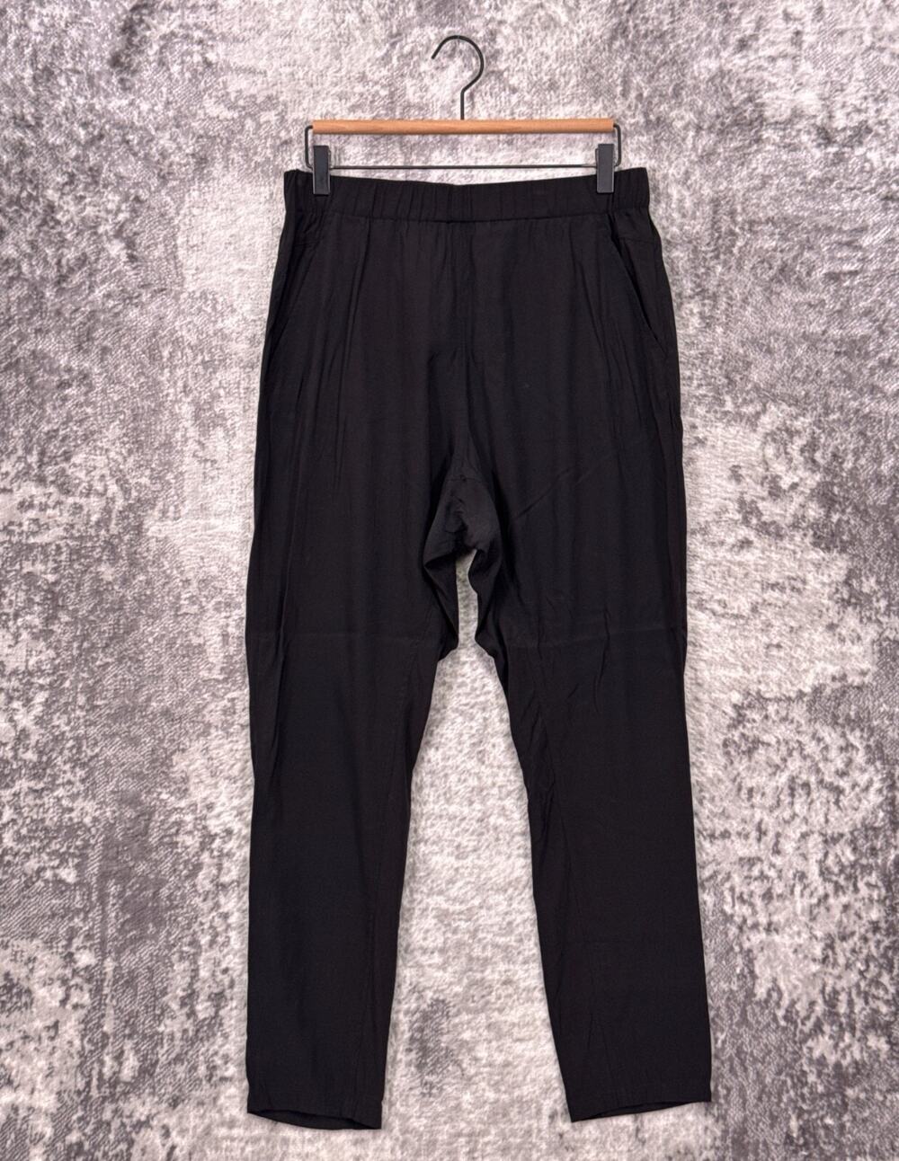 Scanlan Theodore Silk Pants 6 Womens Black Stretch Waist Harem Drapey
